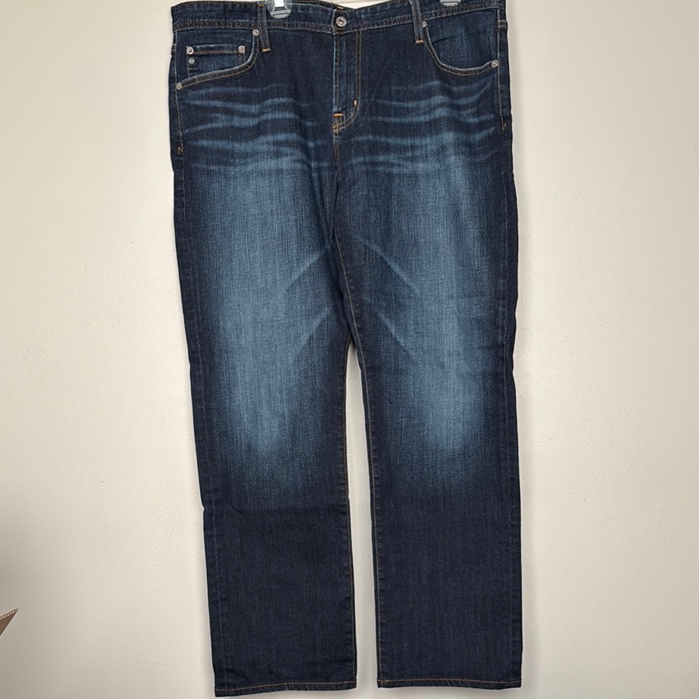 AG Adriano Goldschmied Blue Denim Jeans with Contrast Stitching